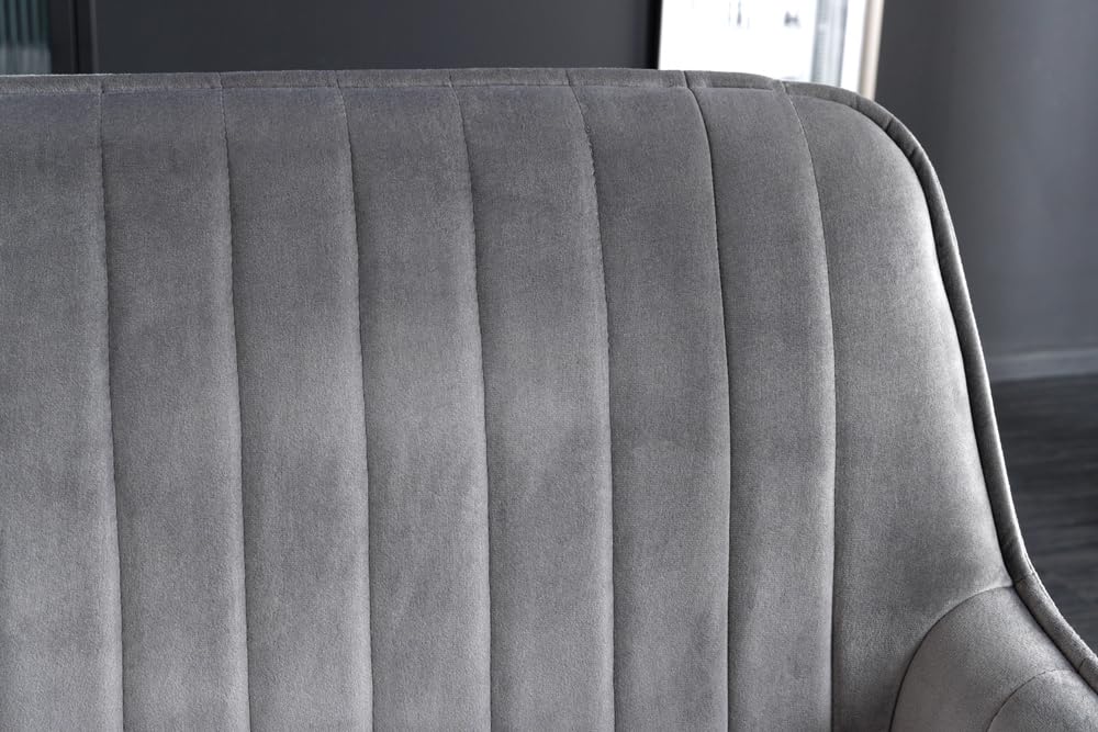 Riess Ambiente Design Sitzbank Turin 160cm Silbergrau Samt schwarz Metall Armlehne Polsterbank mit Samtbezug, Esszimmermöbel, Flurmöbel