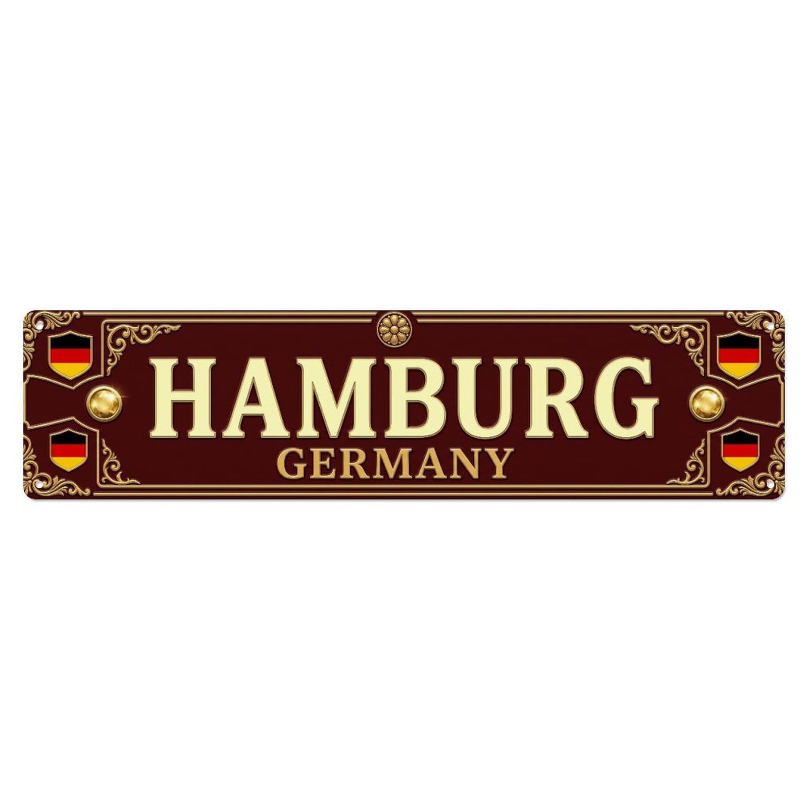 Metal Tin Sign Hamburg Germany Vintage