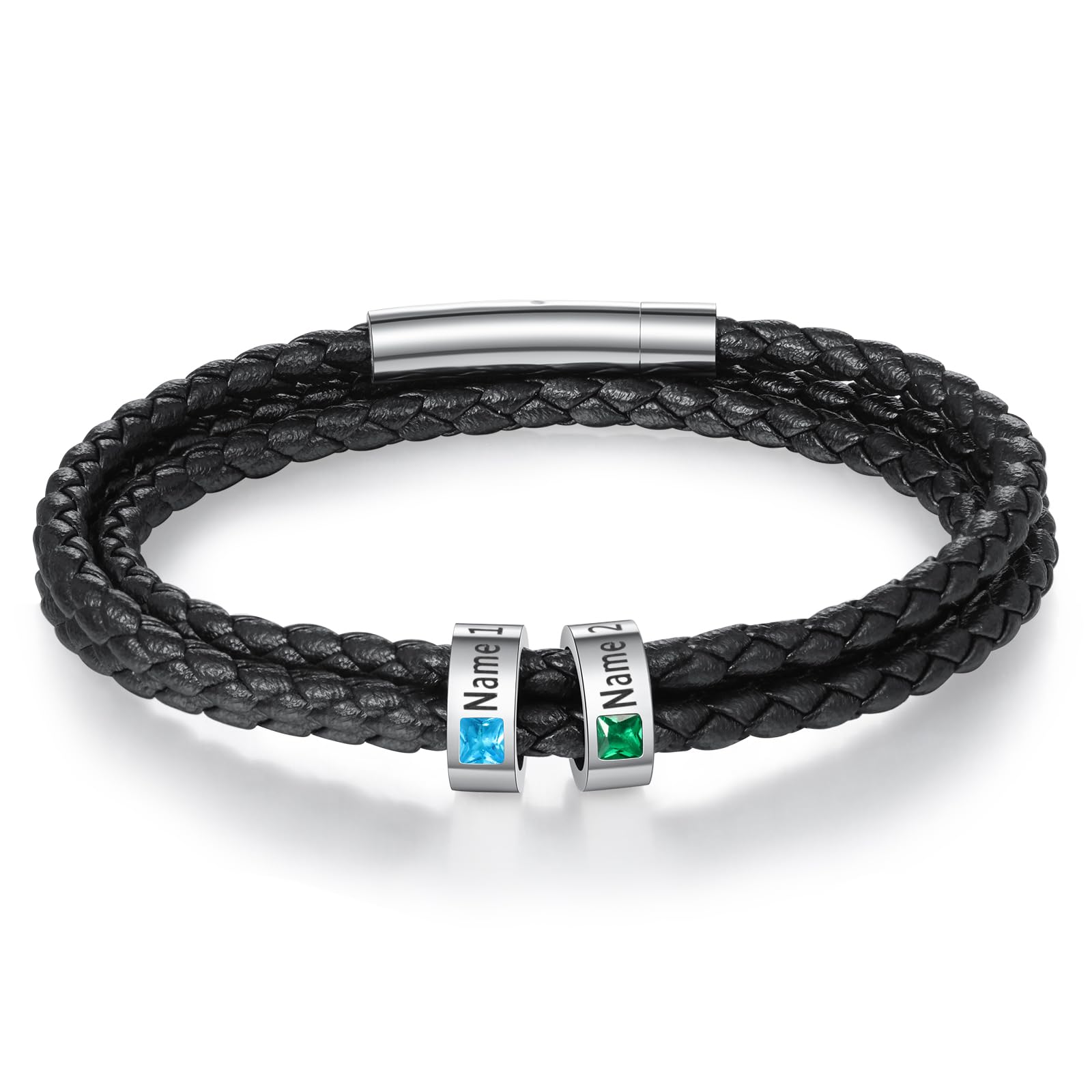 Jewelstruck Custom Leather Bracelet with Personalized Beads