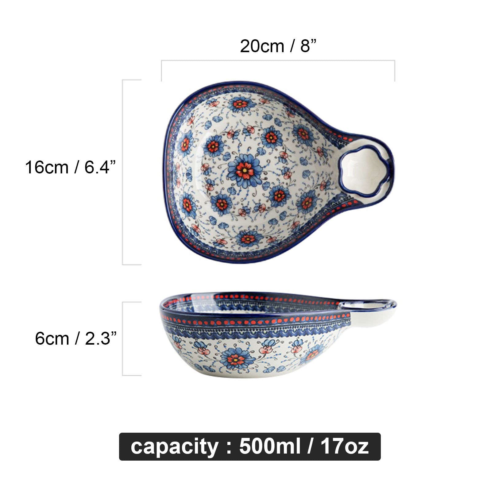 Tazón De Ensaladera, Tazones De Sopa, Tazones De Cerámica Para Ensaladera Cerámica Grande Para Servir, Dip Tazones Grandes Para Aperitivos Coloridos, Tazón De Sopa Grande -tulipán-500ml 17oz (Color