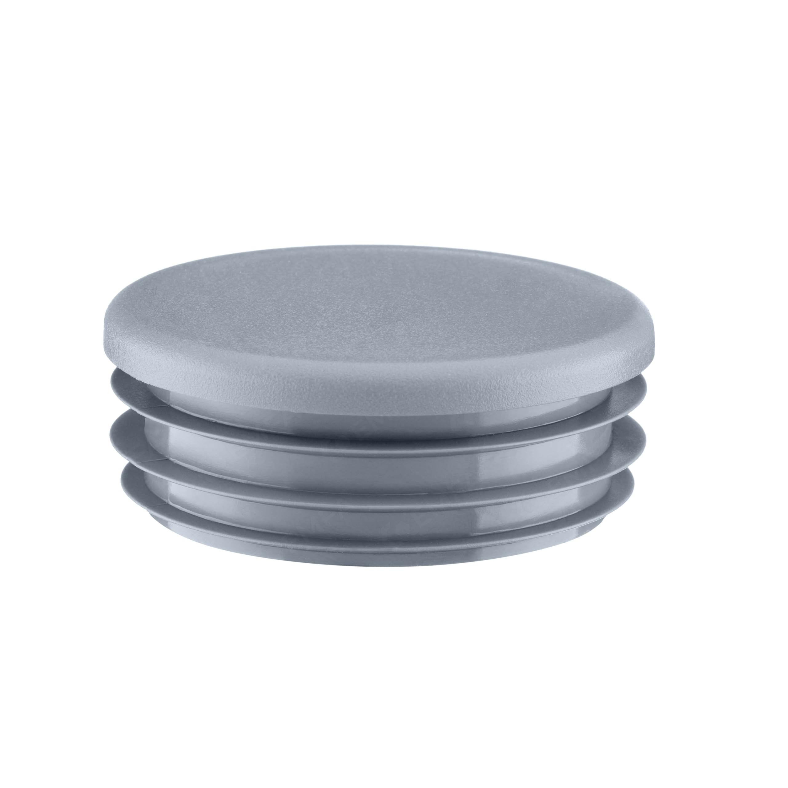 EMFA Tapón para Tubo Redondo Acanalado 90 mm Gris, 100 Unidades
