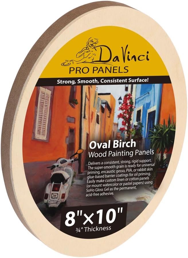 Da Vinci Pro Birch Wood Oval Panel 3/4" Deep – 11x14 - Fine Textured, Warp Resistant, Lightweight & Rigid Oblong Panel – Perfect for Mounting Sanded Pastel or Watercolor Paper, Linen or Canvas