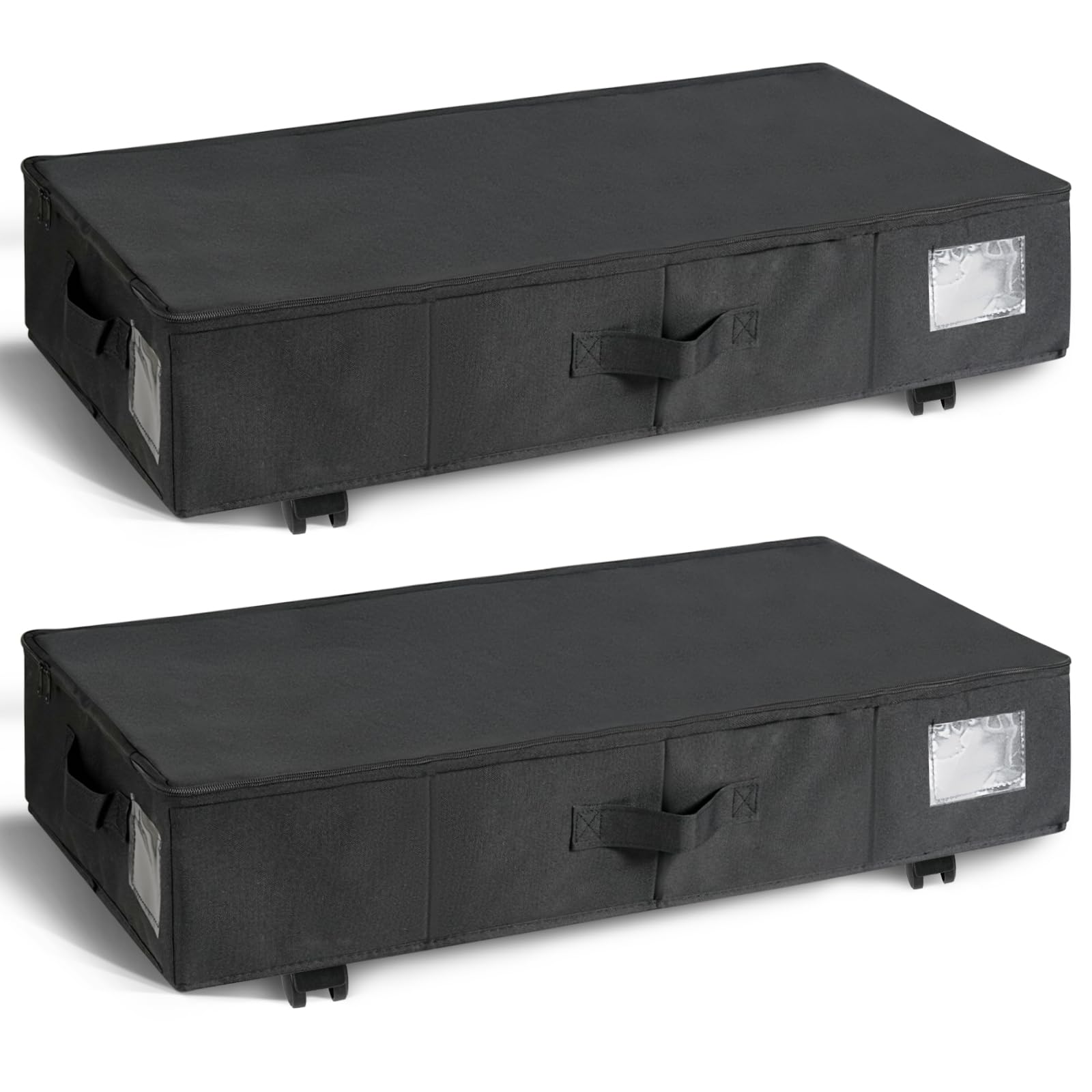 Maphissus 2 Pack Under Bed Storage on Wheels, Rolling Underbed Containers Bins with Lids,Bedroom Organizer for Clothes, Shoes, Blankets