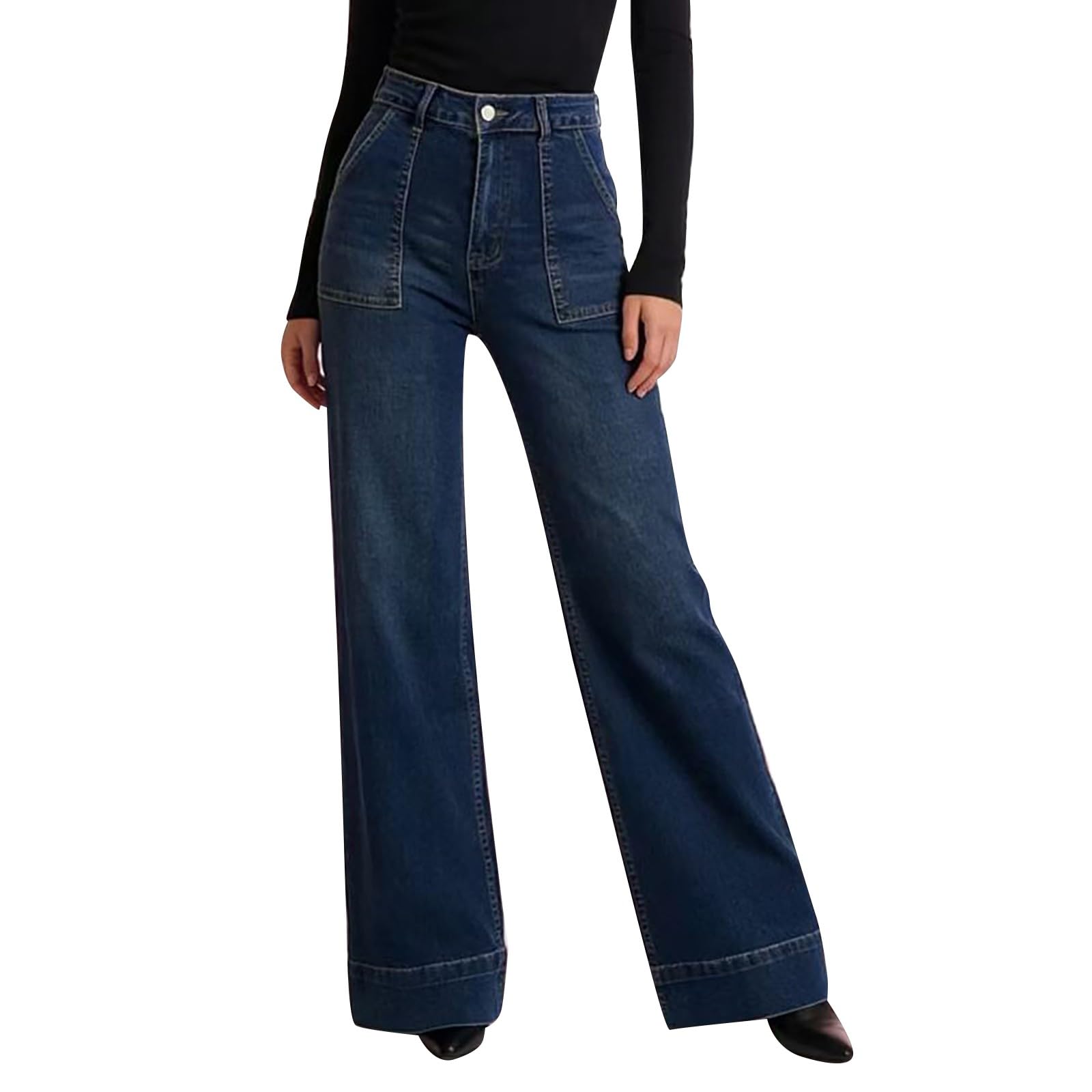 Jeans Donna Larghi Jeans Elasticizzati Gamba Larga Casual Pantaloni Vita Alta Curvy Leggeri Tempo Libero Pantaloni Denim Baggy Larghi Palazzo Taglie Forti Pantalone Comodi Moda Hiphop