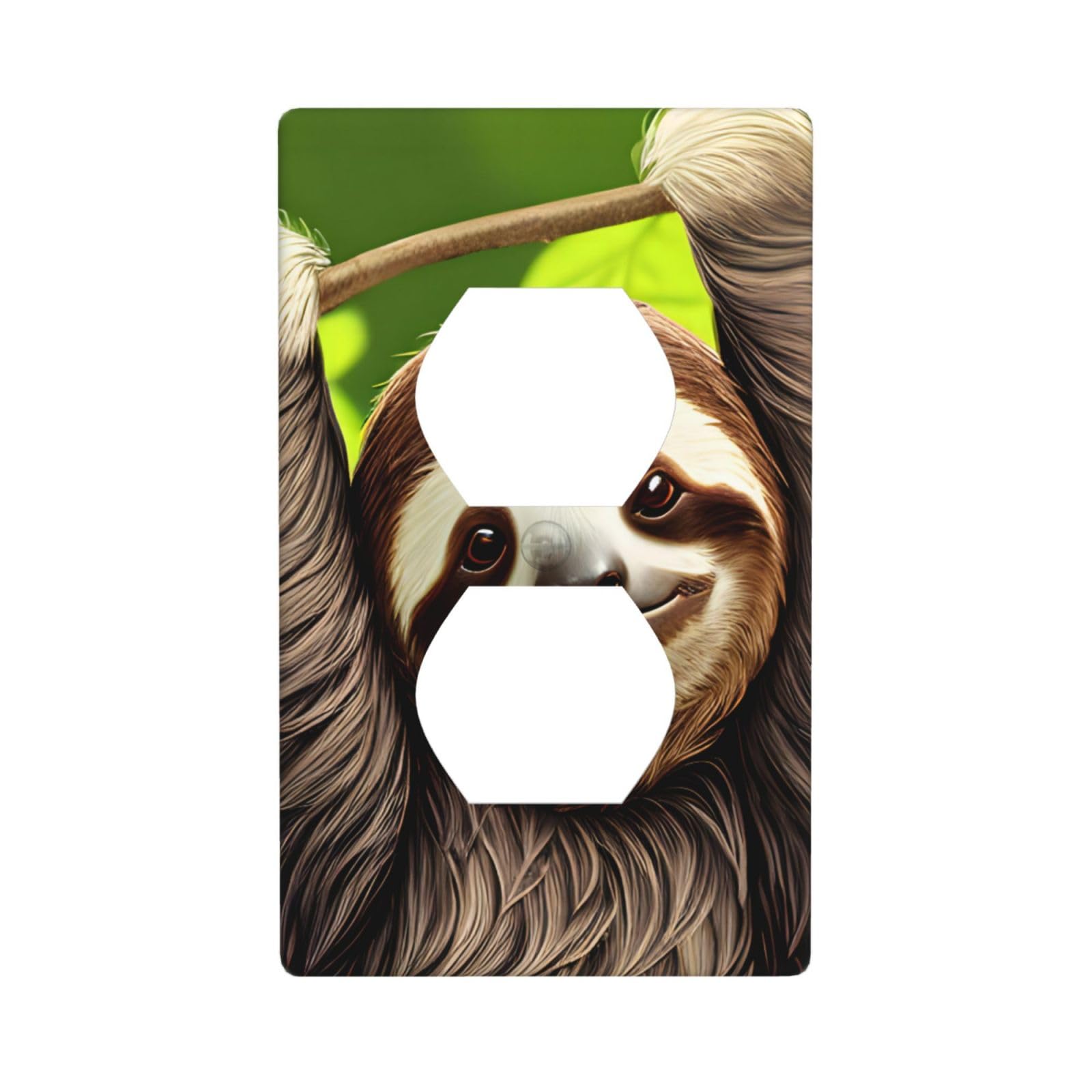 Cntdbu White Cute Sloth Unbreakable Polycarbonate Switch Plate-1 Gang Screwless Wall Plate For Home Office