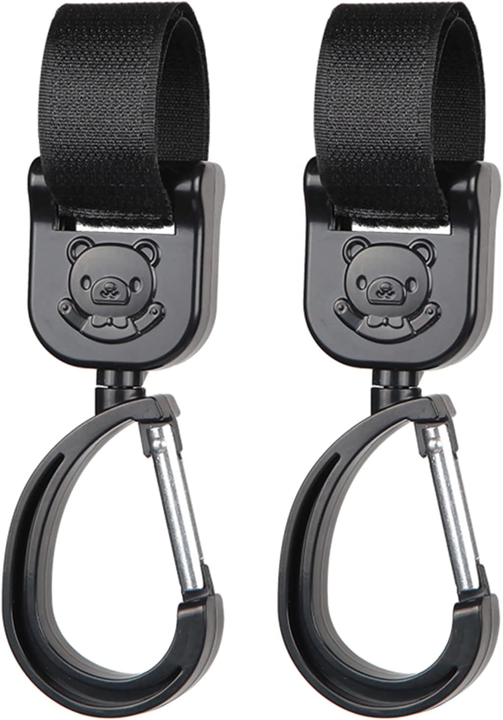 ljhnba 2 Pcs Mommy Bag Hanger Degree Rotate Baby Stroller Hooks Clips Multi Purpose Pram ​Shopping Hooks Stroller Organizer