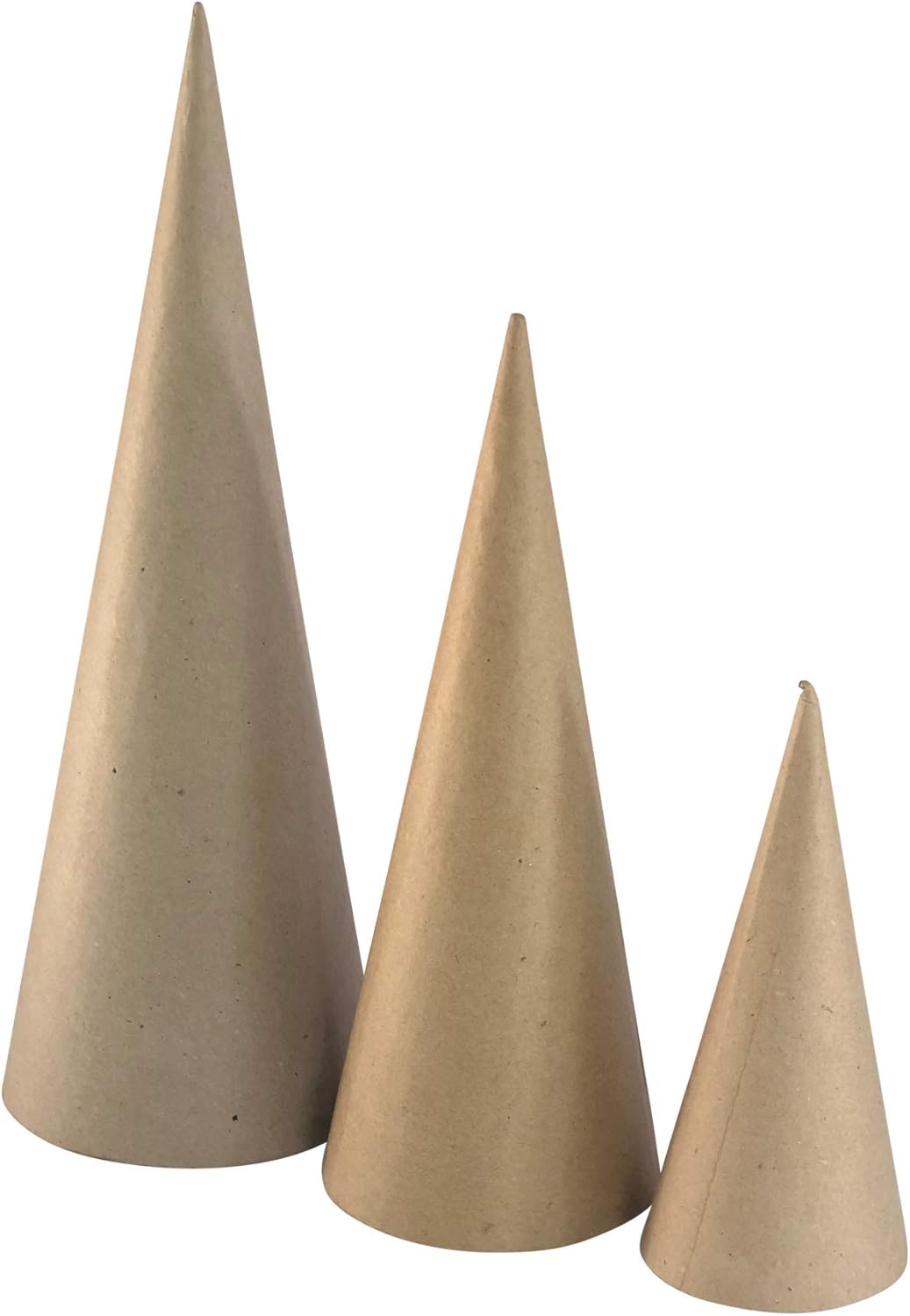 Paper Mache Craft Cones Variety Pack 3 Sizes- 13.75 x 5, 10.63 x 4, 7 x 3 Inches (3)