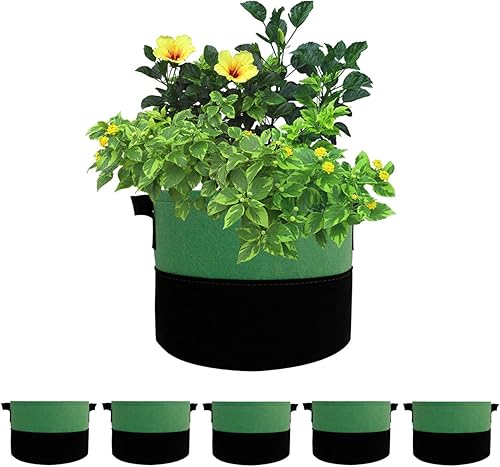 binboll Macetas de tela de dos tonos bolsa de cultivo de 510 galones con asas bolsa de plantación para verduras bolsas de cultivo cuadradas