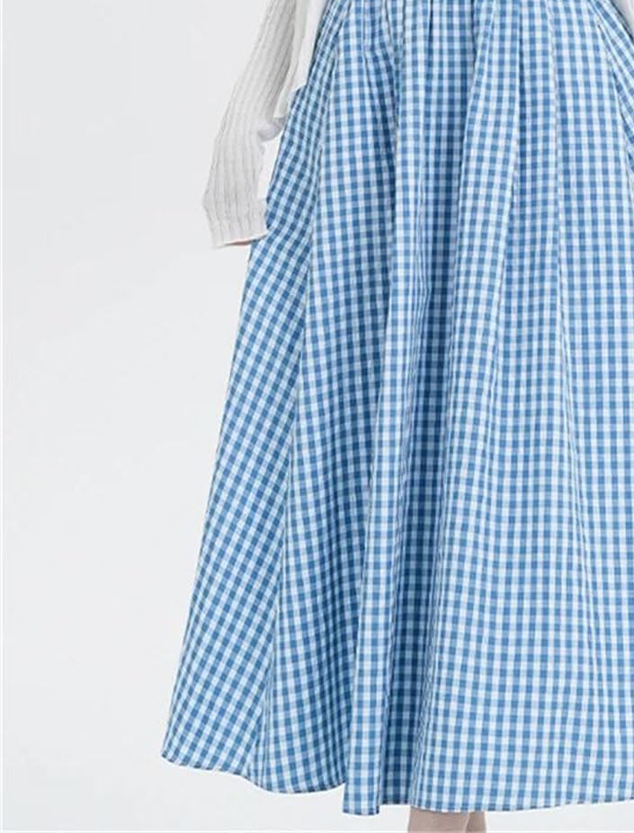 Women Solid A-Line Cake Long Skirt High Waist Elegant Office Chic Skirt with Comfortable Elastic Waist2