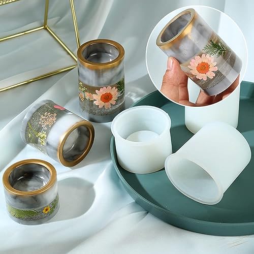 Miniatura 3 de 3 piezas de soporte para velas votivas, molde de resina, cilindro, molde de silicona, resina epoxi, manualidades, joyería, bandeja para fiesta,