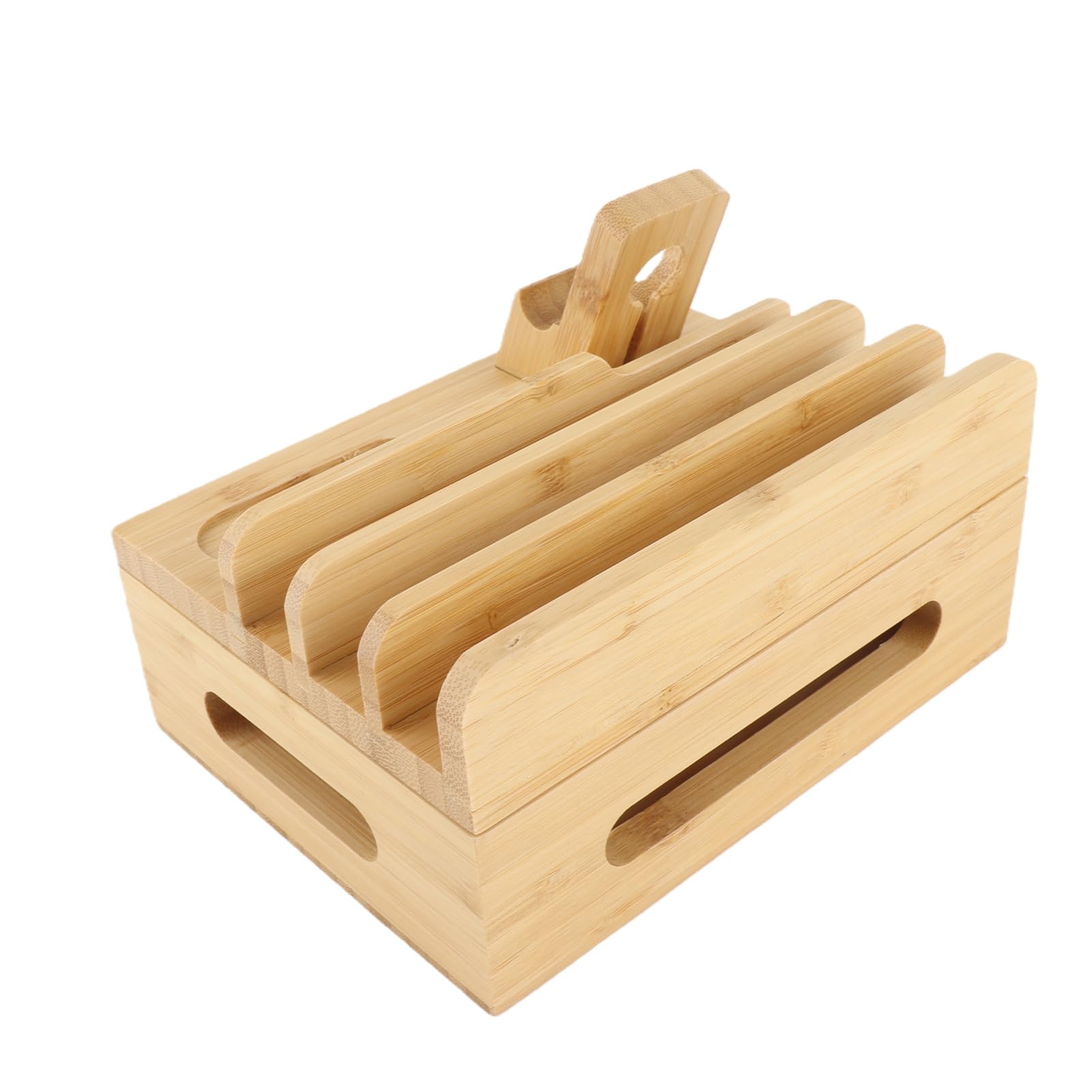 Pissente Support de Charge en Bambou, Station de Chargement Multiple avec Port USB, Organisateur de Bureau pour Téléphone, Tablette et Montre