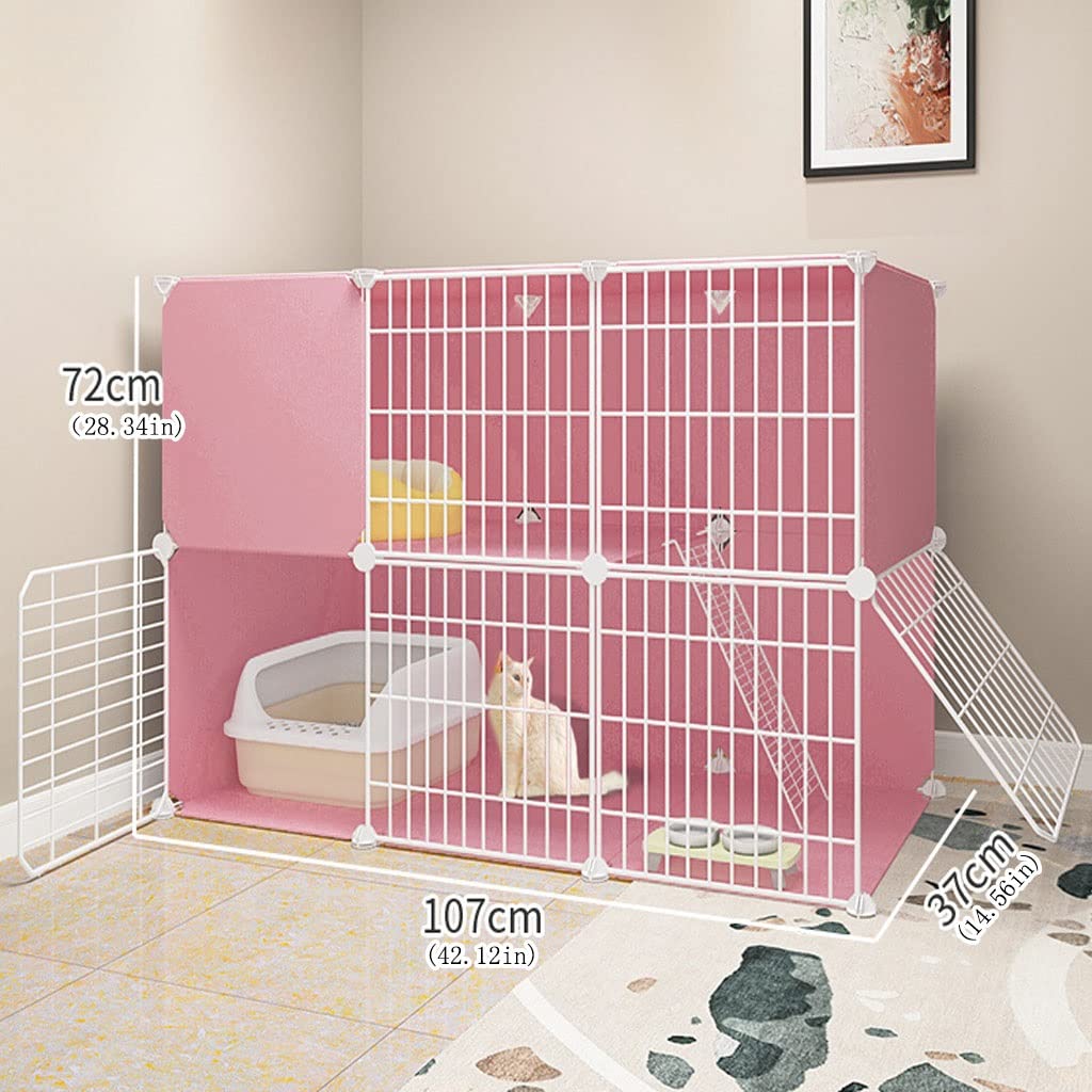 Duża klatka dla kota, ogrodzenie dla kota Odpinany drut metalowy Kryty Domek dla majsterkowiczów Duży trening Idealny dla 1-2 kotów (Rozmiar: 107 x 37 x 72 cm)