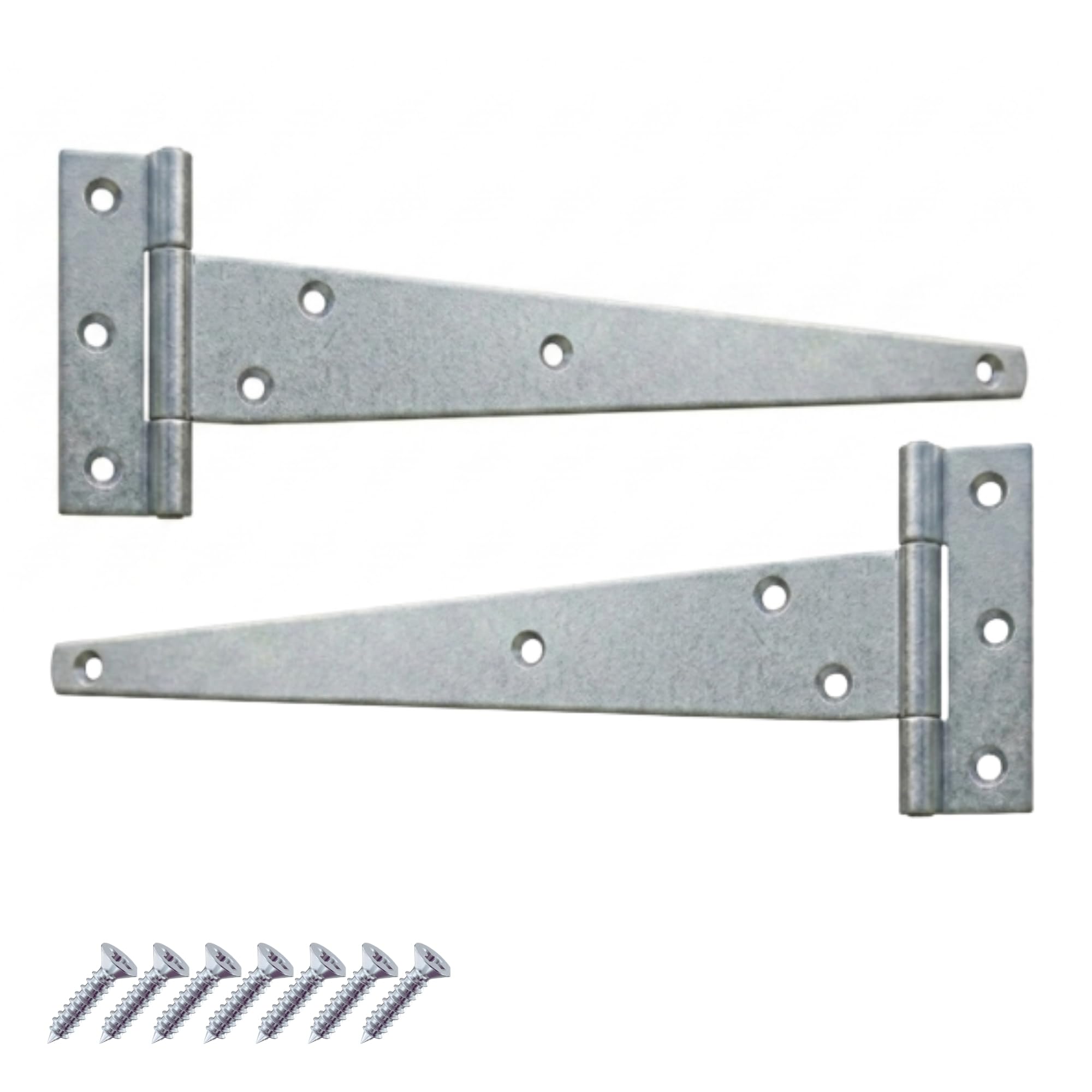 Keypak 2 Pack 300mm (12") T-Hinges Zinc Plated, Corrosion-Resistant Metal Tee Hinges for for Large Wooden Gates, Barn, Garage & Shed Doors