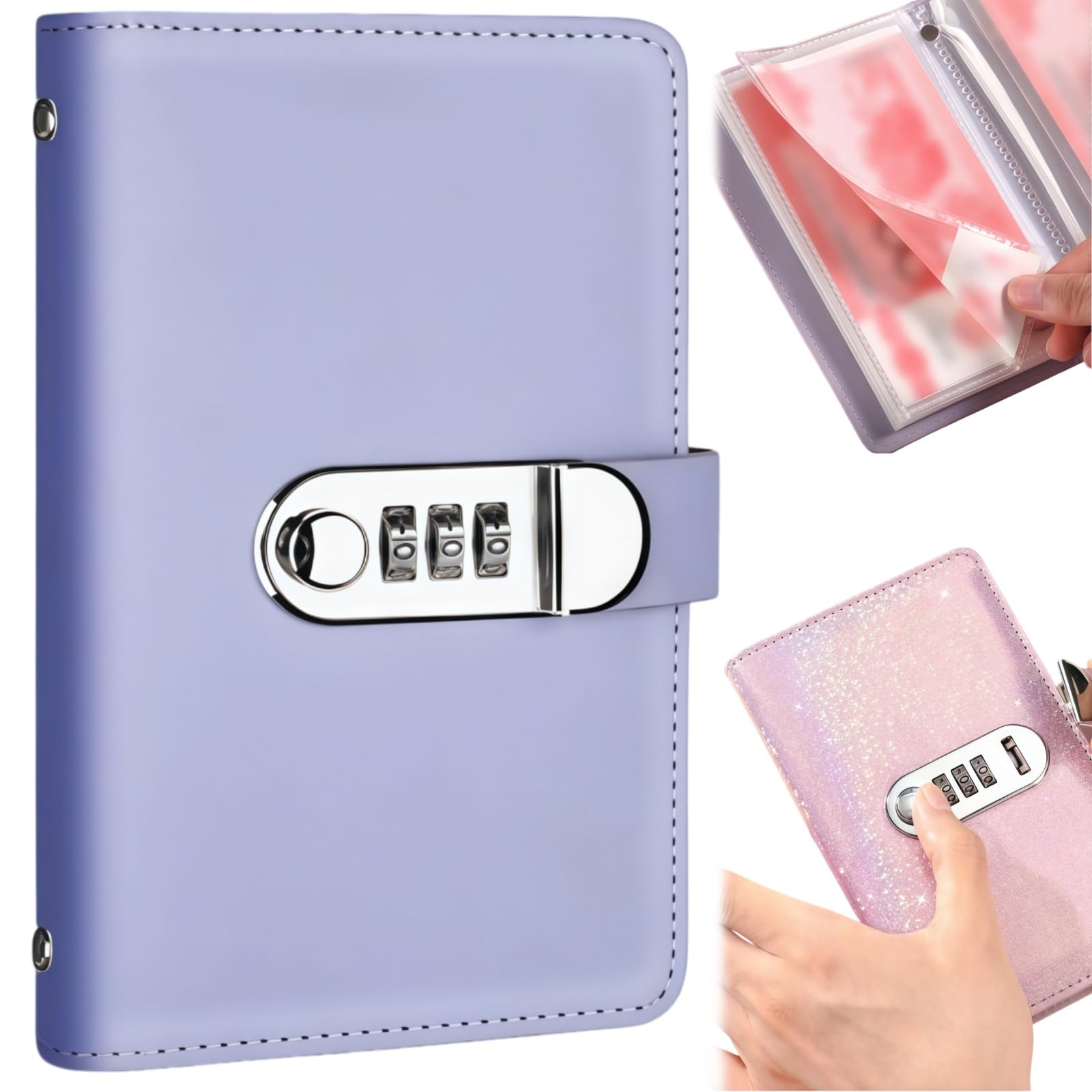 100 Lockable Savings Notebook with Password Lock，A-Purple