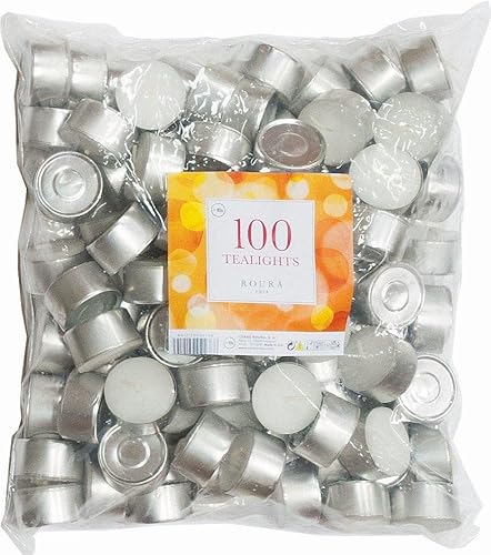 Ceras Roura - Velas de té sin Perfume, 100 Unidades, Tiempo de combustión: 8 Horas Cover