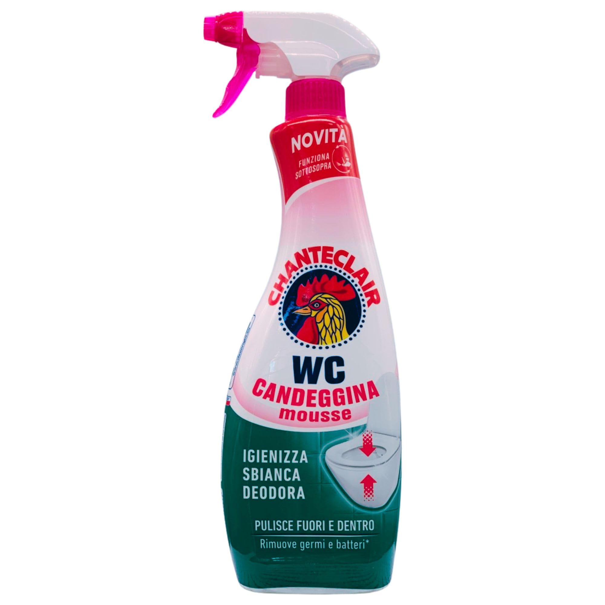 Spray WC Candeggina Mousse, Deterge e Rimuove Germi e Batteri. Pulisce e Igienizza, Funziona Anche Sottosopra, Forza & Igiene 625ml (4 Spray)