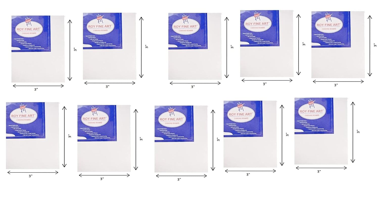 ROY FINE ART Canvas Board (3"*3") (7.62cm) (Pack of 10) Amazon.in