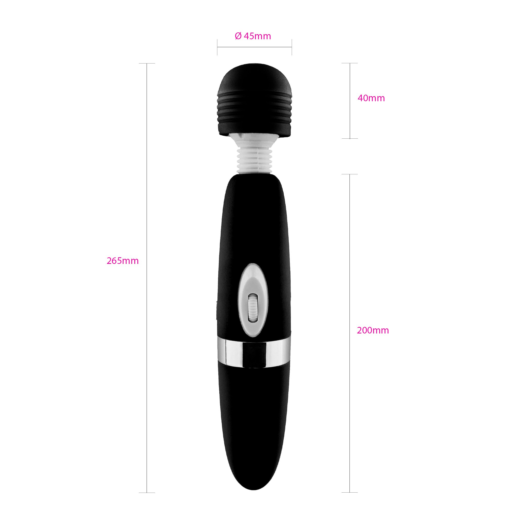 Magic Wand Massagestab - Stärkste Vibrationskraft bei Muskelschmerzen und zur Erholung - 12000 1/min. Stufenlos - Schwarz