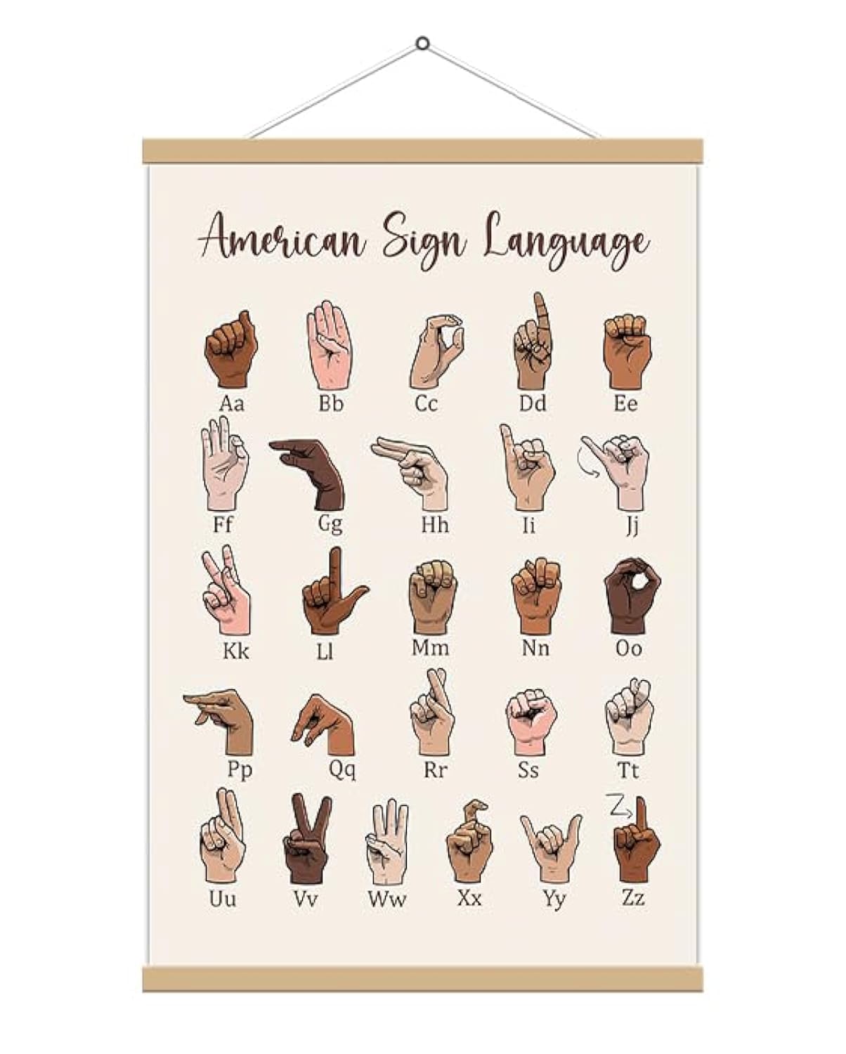 Framed ASL Alphabet Poster - American Sign Language Chart for Kids, Classroom & Home Decor - Educational Wall Art & Teaching Aid for Nursery, School, or Learning Spaces, 16x24 Inches