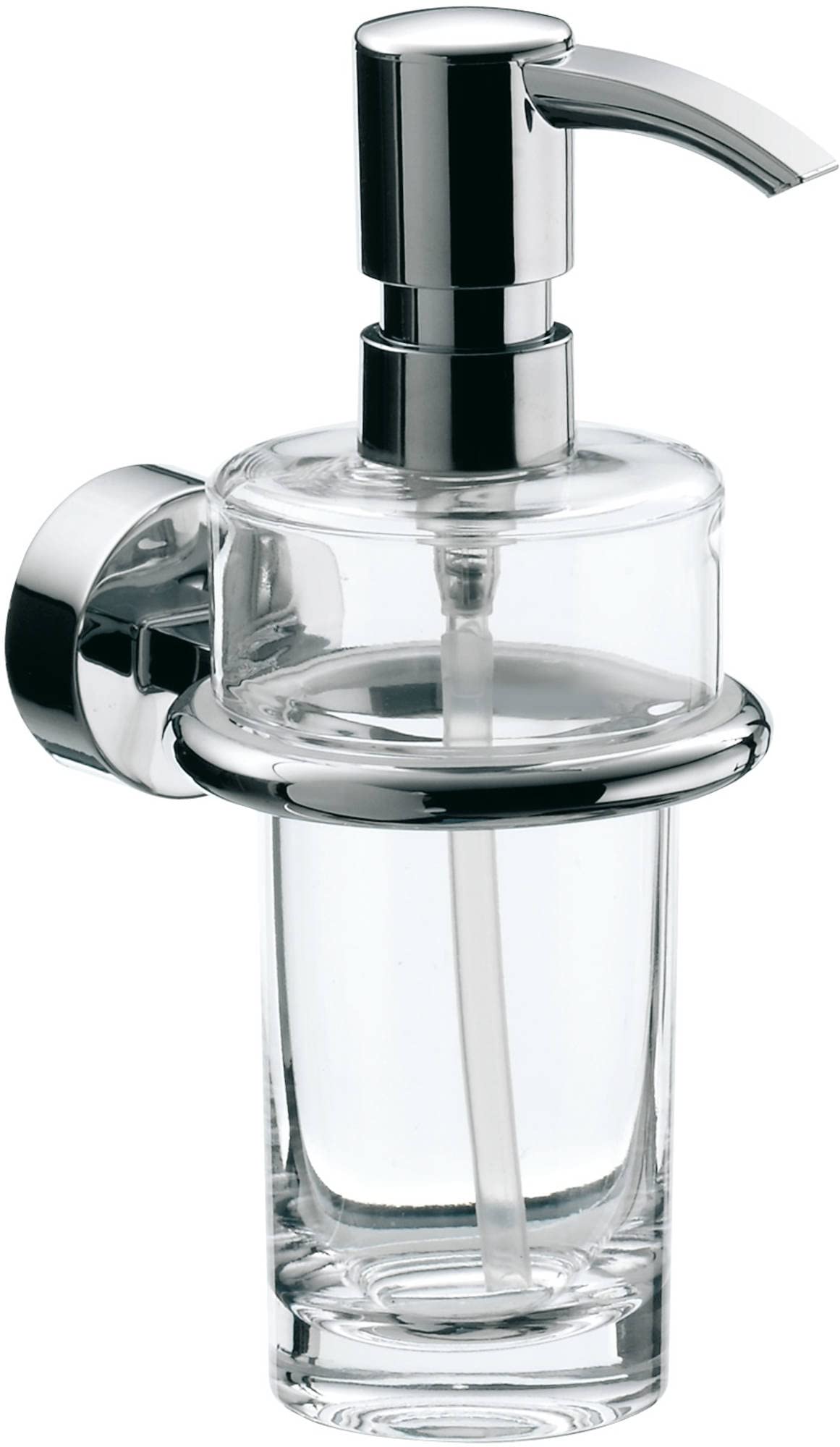 Emco rondo 2 liquid soap dispenser, crystal glass clear, dosing pump plastic, approx. 130 ml