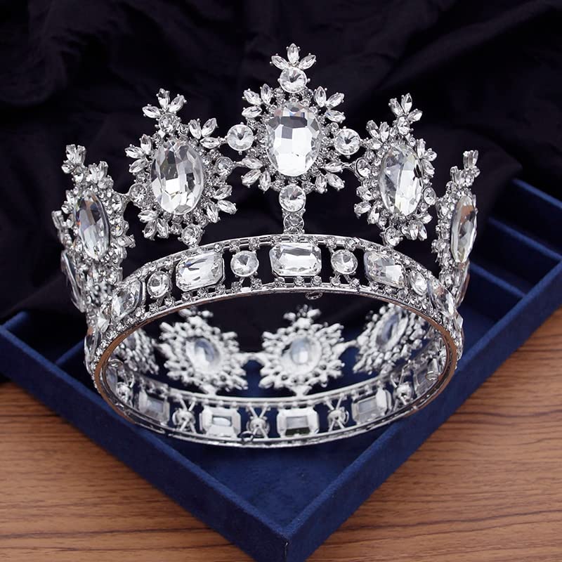 Biżuteria do włosów korona tiary dla kobiet w stylu Vintage kryształowa korona ślubna diademy ślubne koło diadem korony na studniówkę biżuteria do włosów ozdoby na głowę korowód, czerwony