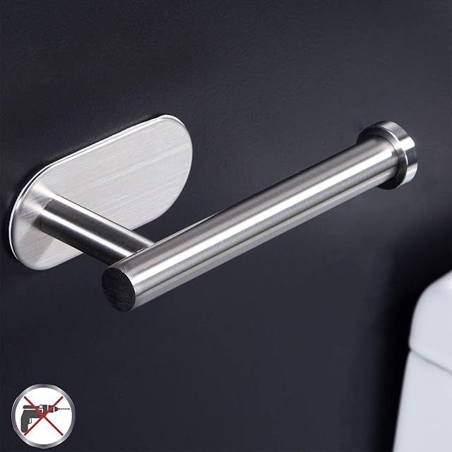 Fixtur Toilet Roll Holder, Self Adhesive, Stainless Steel Toilet Paper Holder, Wall Mounted, No Drilling Required Stick On Wall, Silver, One Size (FIX-SA-TRH-SS)