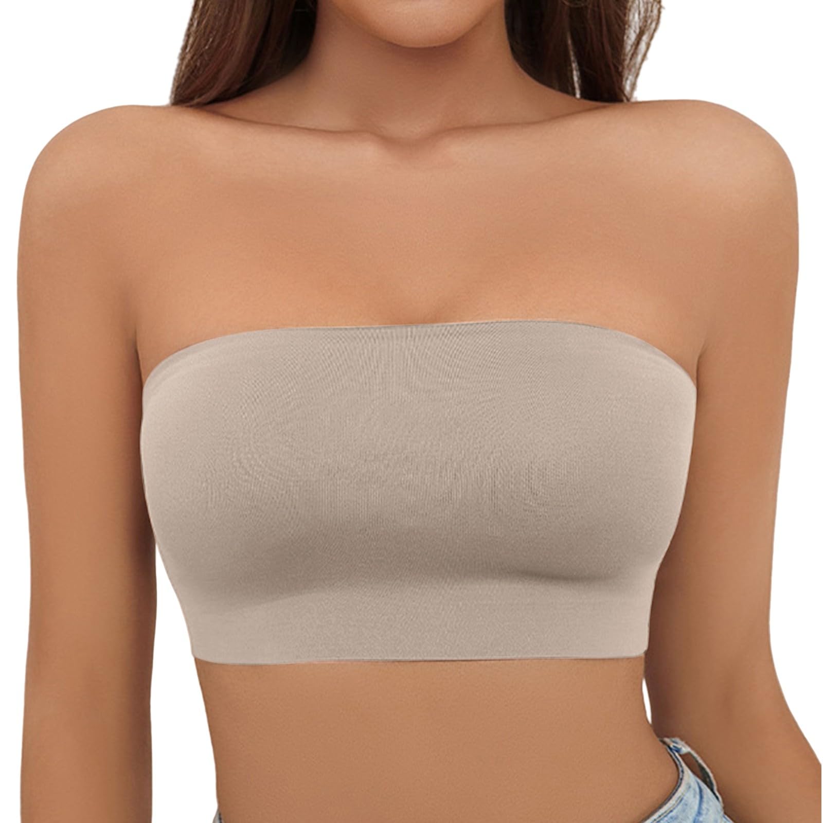 Trägerloser BH für Damen, Push-Up, abnehmbar, für schlaffe Brüste, Sport-Tops, weich, bequem, bequem, bequem, leicht, unsichtbar, für Herbst und Sommer