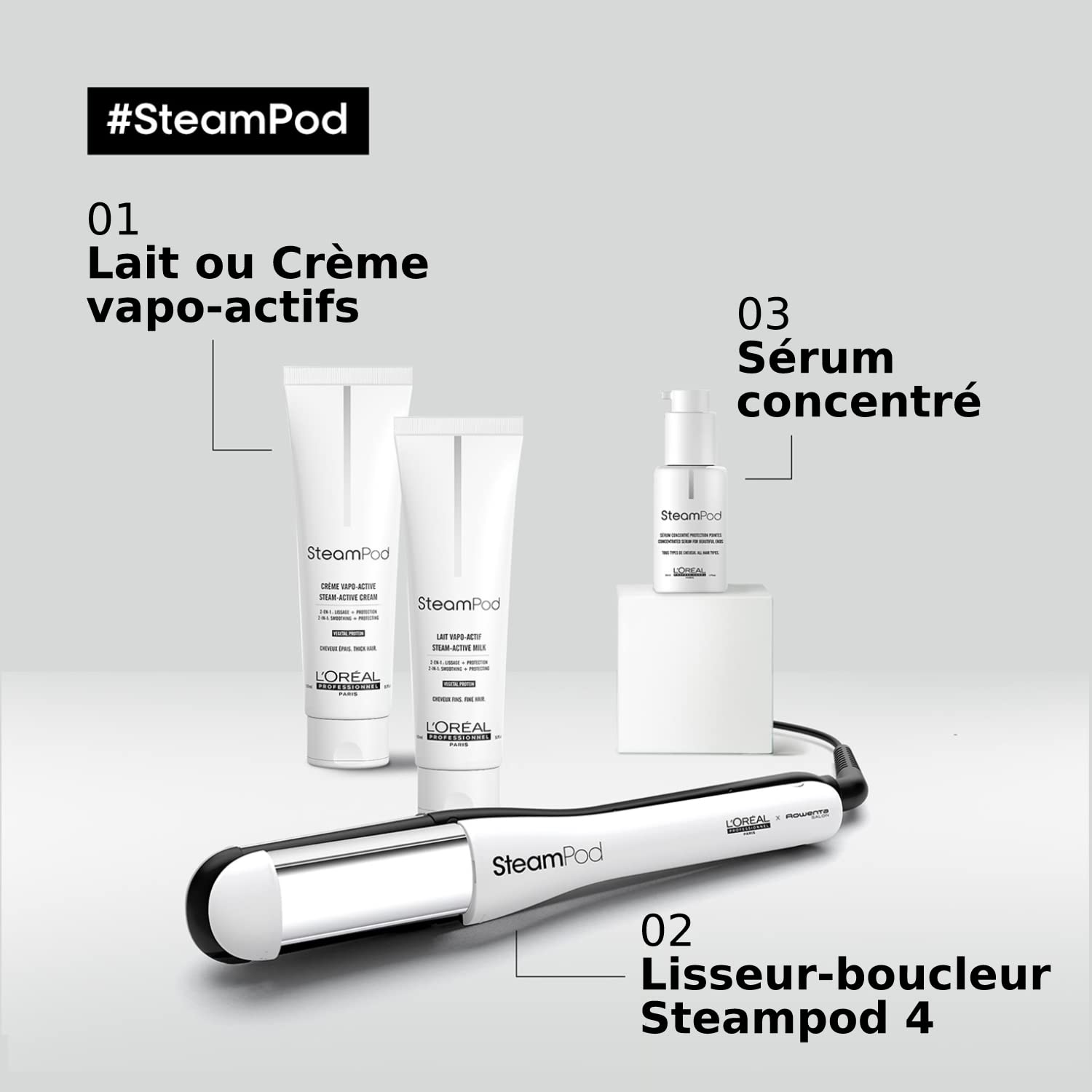 STEAMPOD 4 – Glätteisen mit Dampf-Lockenstab – 95% weniger Schäden – 3 x + schnelles Styling – 3 Temperaturen – patentierte Dampftechnologie – mit Zubehör – für alle Haartypen – von L'Oréal