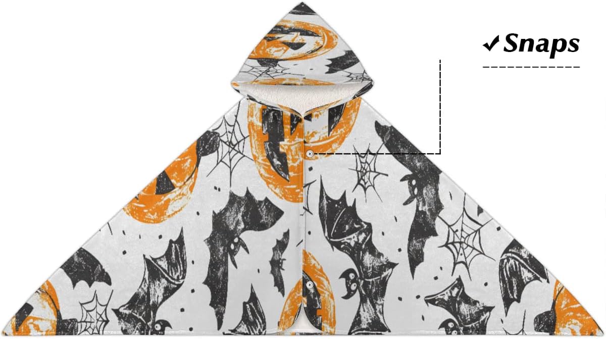Pardick Bat Spider Web Pumpkin Kids Bath Towel Beach Towel with Hood Pool Cover Up for Girls Boys Soft Absorbent Hooded Bath Towel Toddler Towels for Beach, Pool