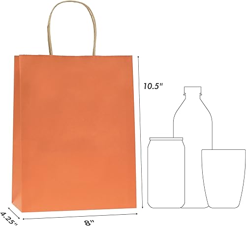 Miniatura 10 de Nexmint Bolsas de papel kraft de 8 x 10.5 pulgadas, bolsas de regalo con asa para cumpleaños, vacaciones, regalos, recuerdos de fiesta, baby