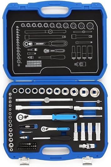 GEDORE 69-piece Socket spanner set, 1/4" + 1/2", Tool, Sockets ratchet bits, for carmotive, 19 BMC 20, Blue