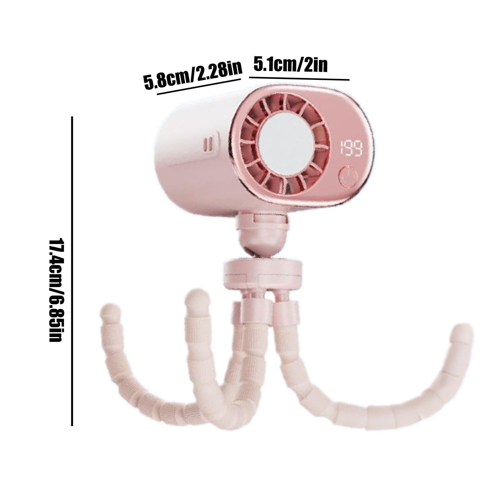 Ventilador Portátil para Coche 199 Velocidades Diseño Pulpo Con Pantalla | con Clip para Coche y Rotación 360 Grados Carga USB-C para Niños y Adultos en Viajes Verano Camping Exterior Oficina
