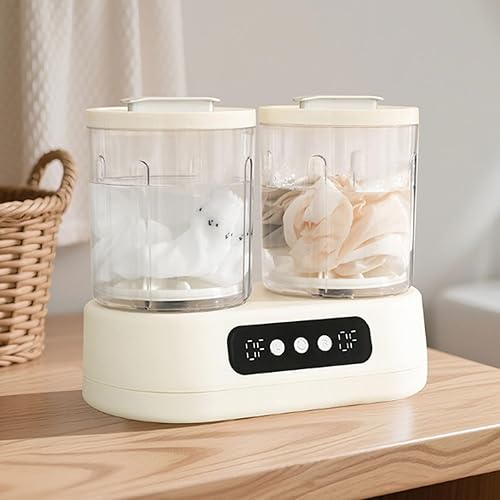 Miniatura 3 de Asixxsix Lavadora portátil, mini lavadora de ropa interior, doble compartimento, limpia profundamente calcetines y ropa pequeña con batería