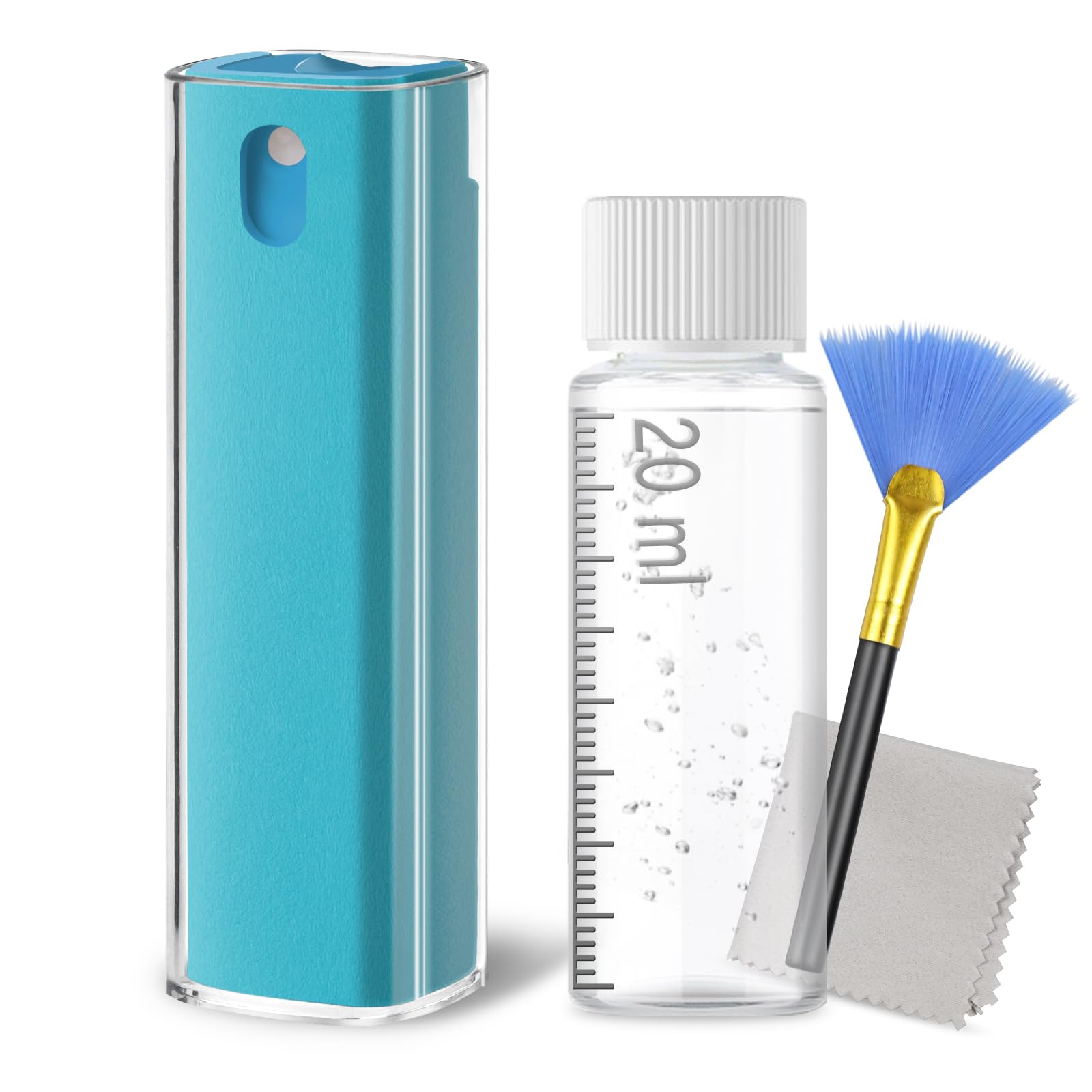 Laptop Screen Cleaner Spray 20ml XL Capacity, Jiateums Electronics Touchscreen Mist Cleaning Spray for Monitor Tablet TV Tesla OLED Screen Sunglasses - with Refill, Brush & Wipe Tool, Blue