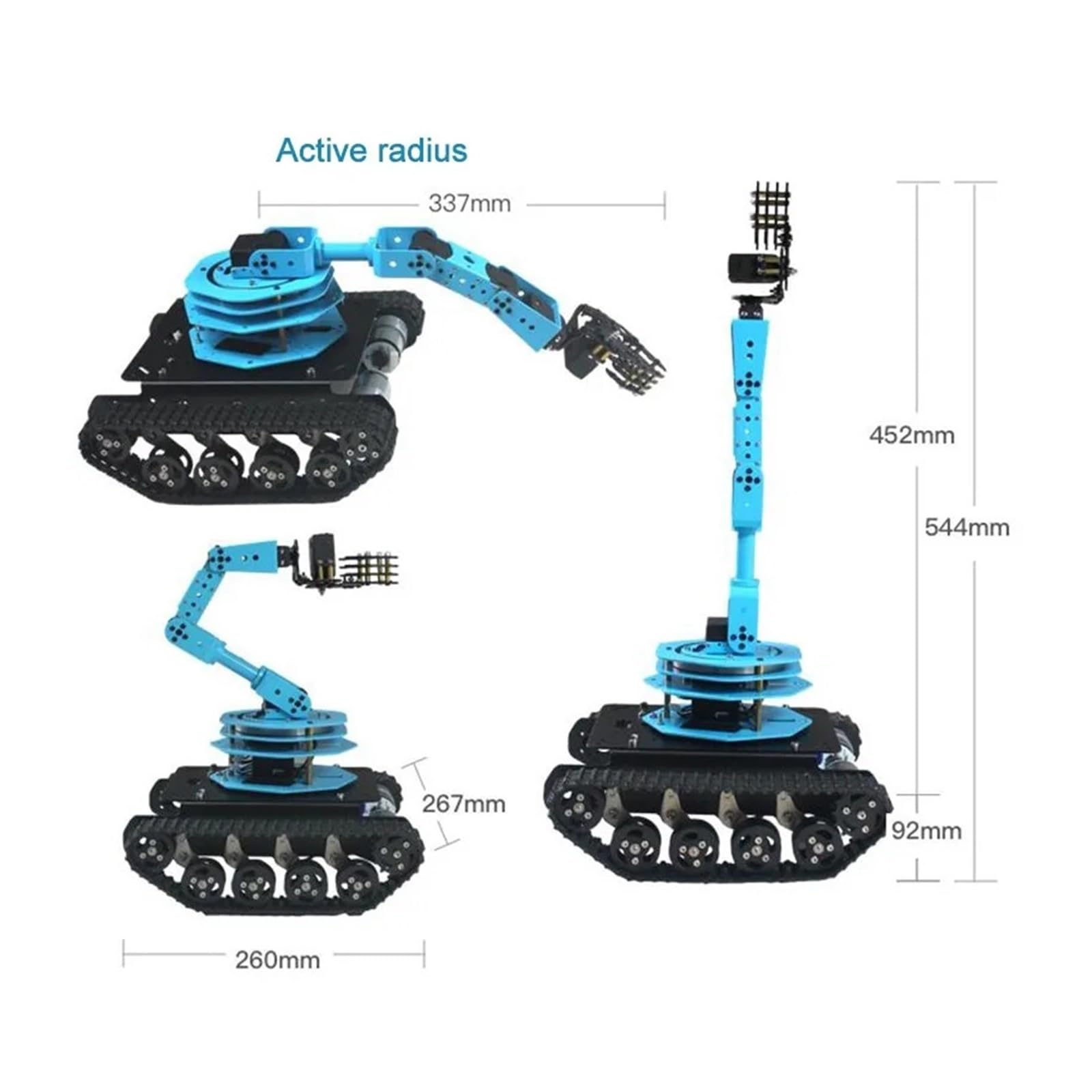 Brazo robótico con orugas RC de 6 Grados de Libertad, chasis de Tanque Educativo for automóvil Tanque Inteligente TS100 ensamblado