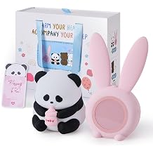 Pak Cute Panda Night Light, Dimmable Touch Control Night Light for Baby, Silicone Squishy Night Lamp, 7 Colors Rechargeable Desktop Light, Bunny Alarm Clock, Gift for Kids Girls Boys, Lovers