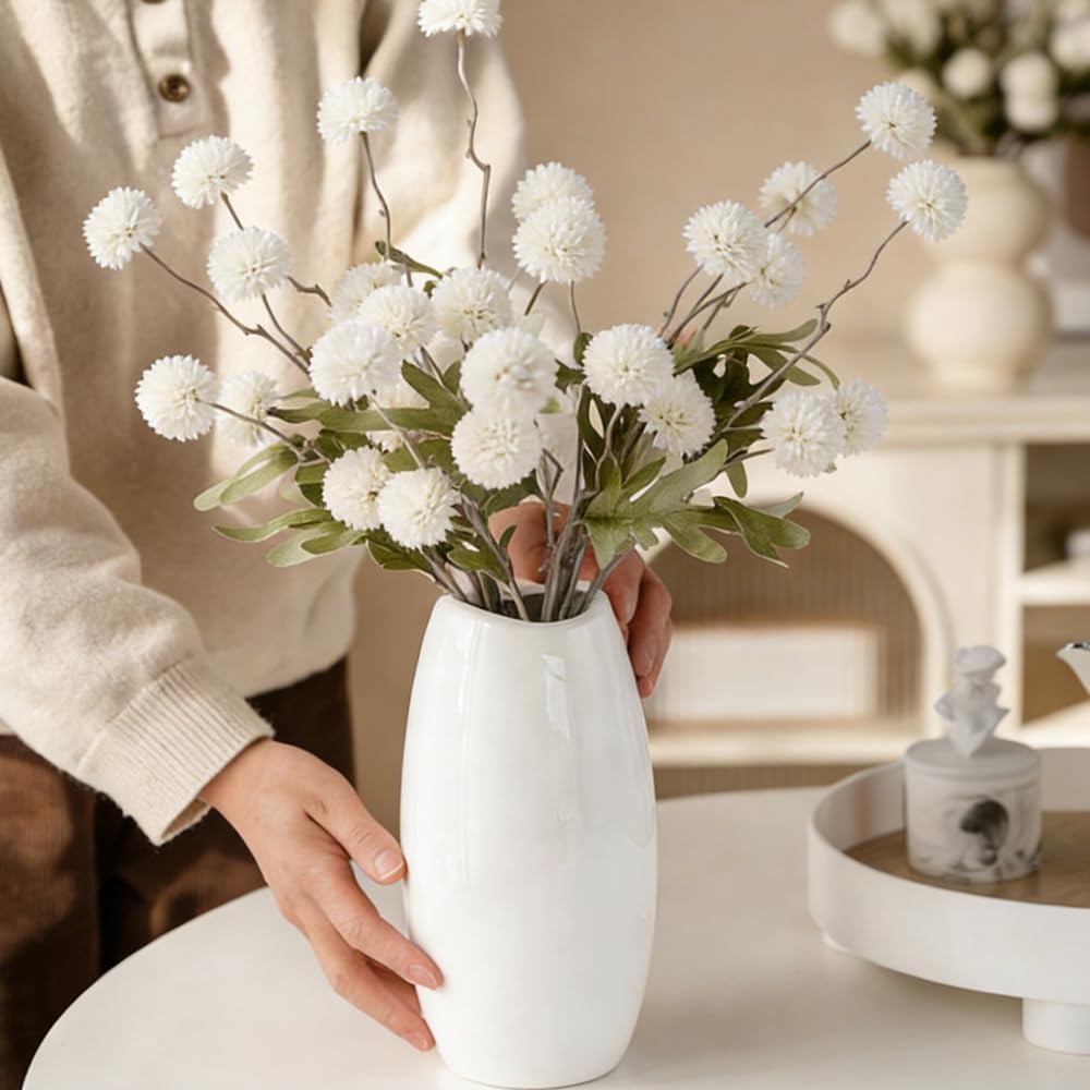 Artificial Mini Chrysanthemum Flowers 10pcs Faux Pompon Mum Stems for Vase Arrangements Home Decor Centerpiece (White) - Image 4