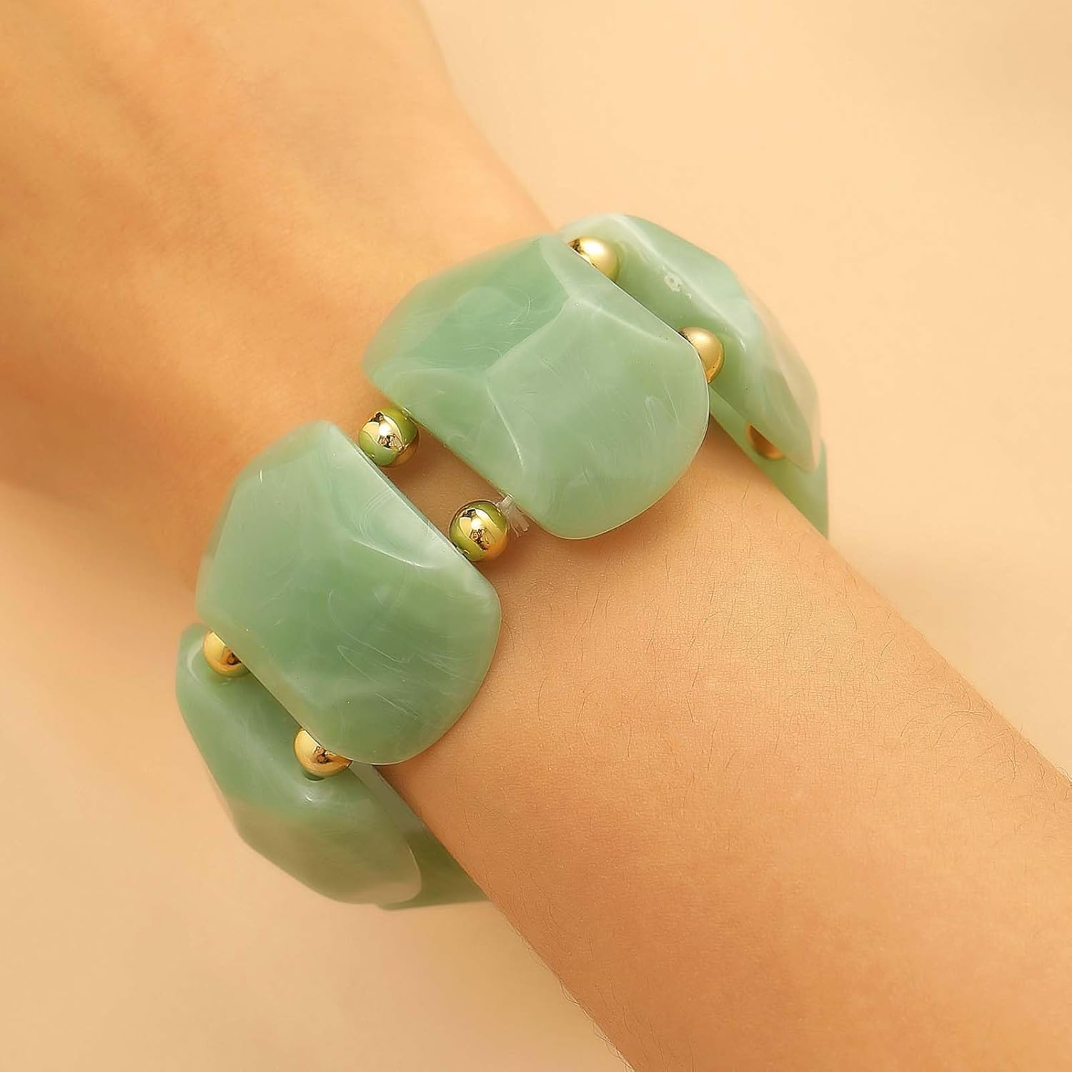 Gold Bangle Bracelet for Women Acrylic Bangles Elastic Bangles for Women Acrylic Bracelet Jewelry - Image 2