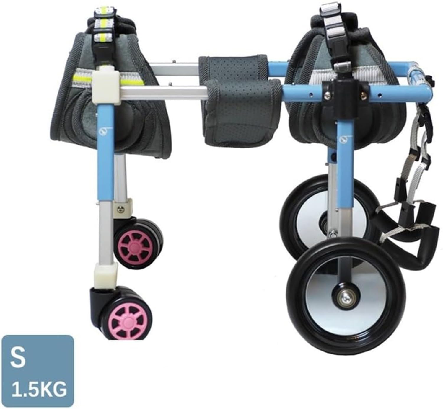 Carrello per La Mobilità del Cane, Cani Anziani Sedia A Rotelle,Supporto Regolabile per Animali Domestici con 4 Ruote per Cani Disabili,Carrozzina per Cani per Zampe Anteriori E Posteriori S