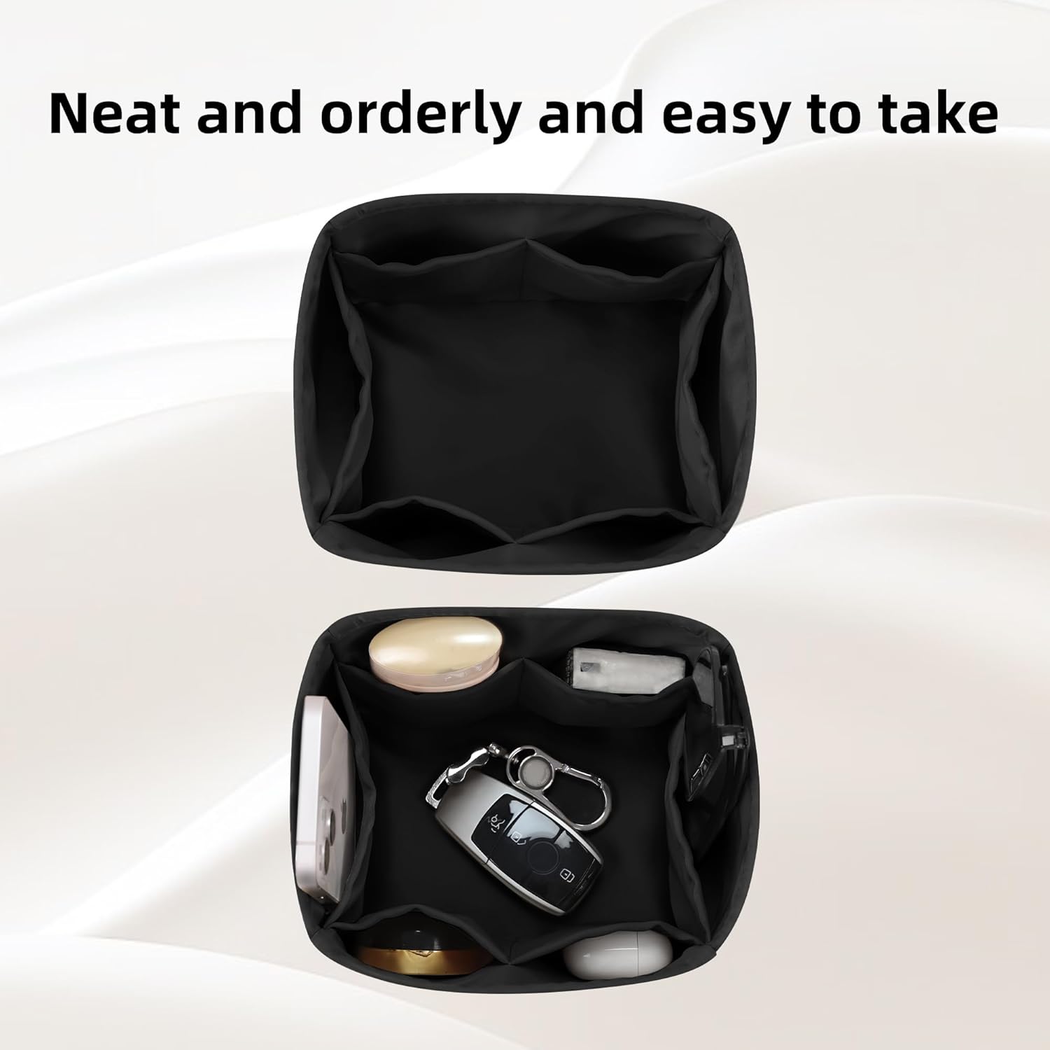 DGAZ Purse Organizer Silky Smooth,Silk,Luxury Handbag Tote in Bag Shapers, Women- Fits picotin18/22Bags (Black, PC18) - Image 3