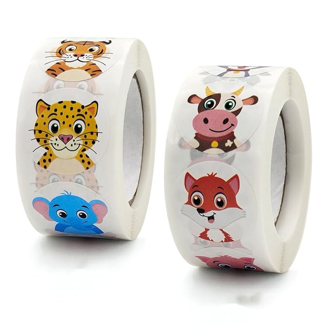 1000 Piezas Animal Reward Pegatinas Para Niños 2.5cm Pegatinas Stickers Redondas De Recompensa De Animales 2…