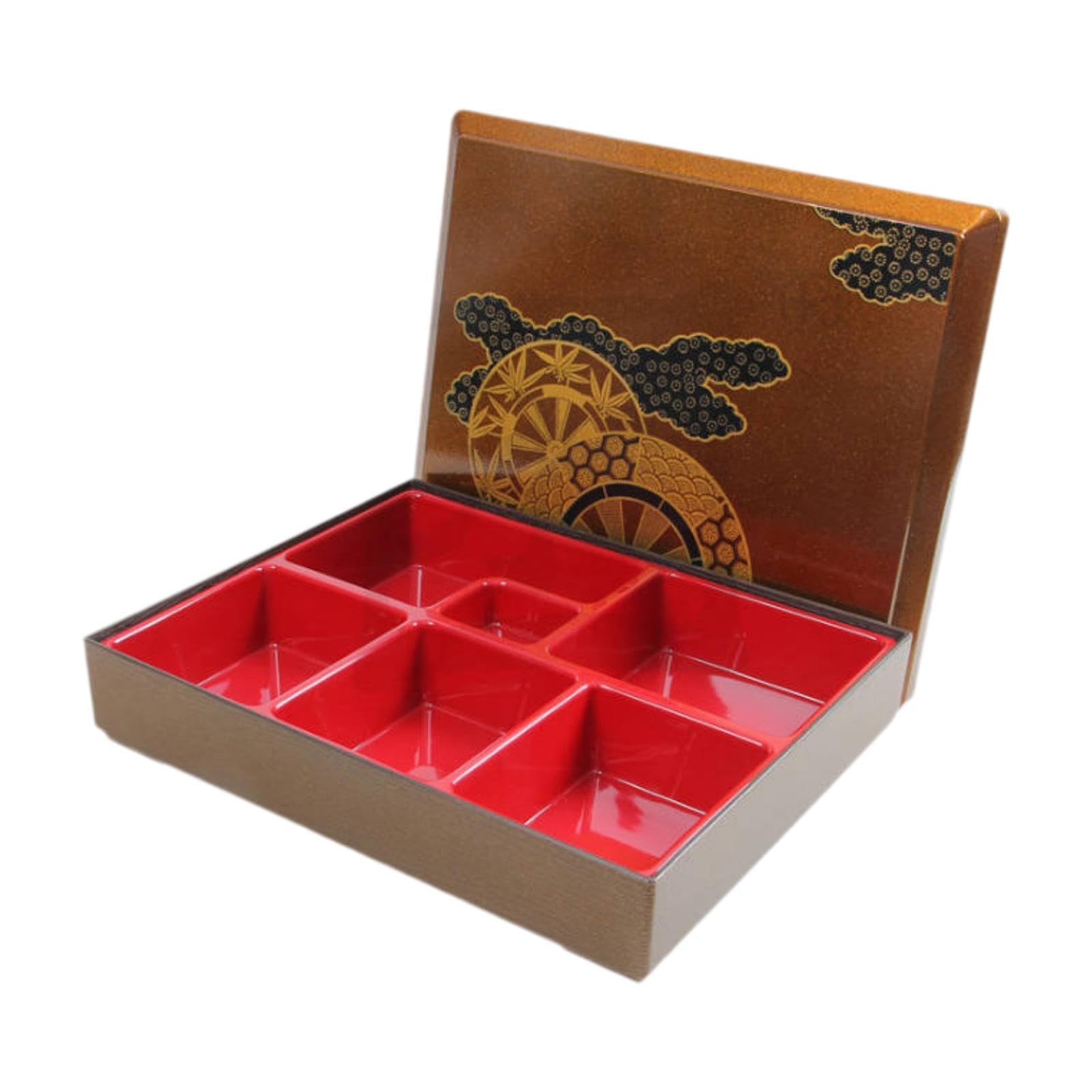Amagogo Boîte à bento japonaise, plateau de service pour en-cas et repas, idéale pour le bureau et les affaires, 6 Grille
