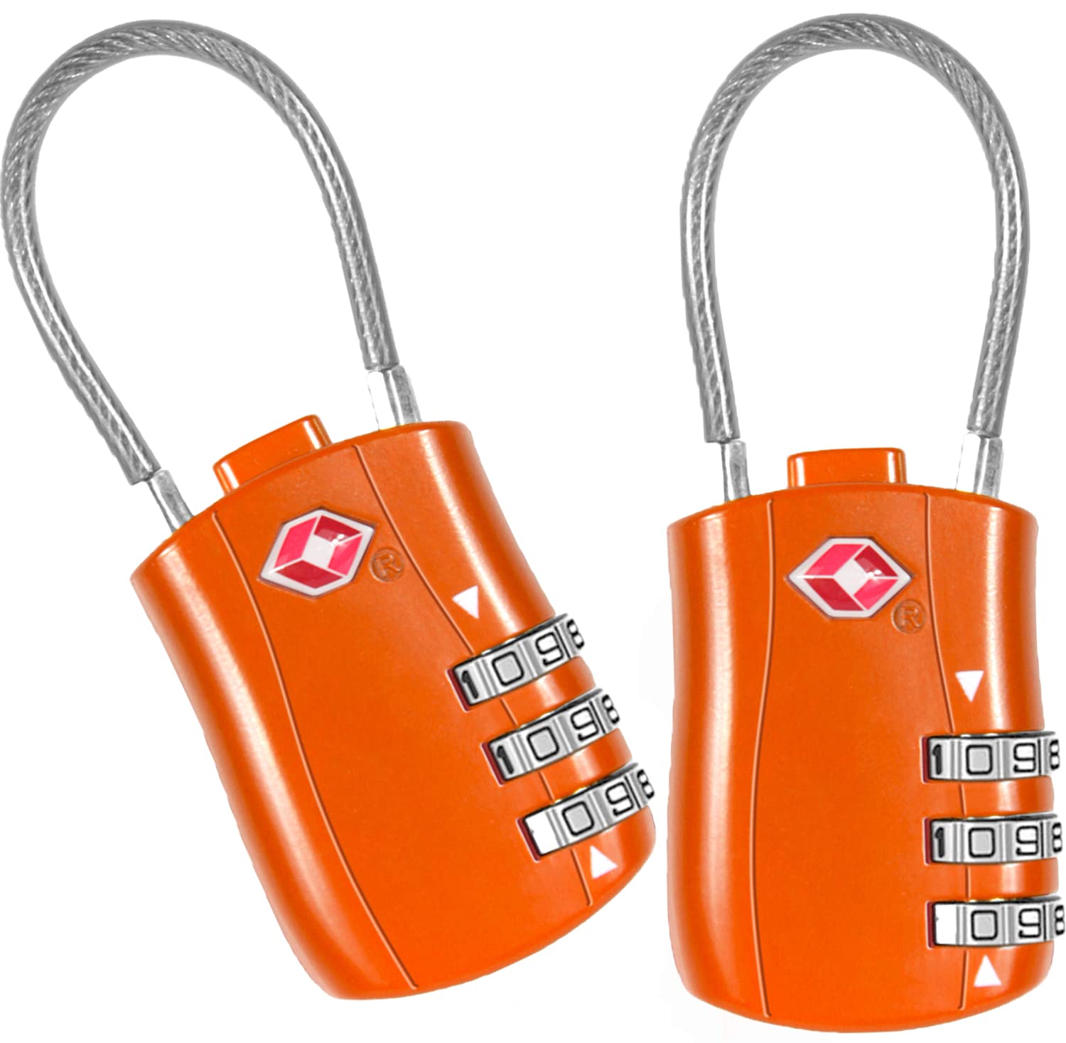 TSA Approved Luggage Combination Locks, T Tersely (2 Pack) Combination Padlock with Alloy Body TSA Lock for Travel Bag, Suit Case, Lockers, Gym, Bike Locks or Other - Orange