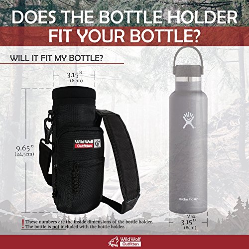 Wild Wolf Outfitters - #1 Best Water Bottle Holder For 25 Oz Bottles - Carry, Protect And Insulate Your Flask With This Carrier W/ 2 Pockets And An Adjustable Padded Shoulder Strap. #TOP5