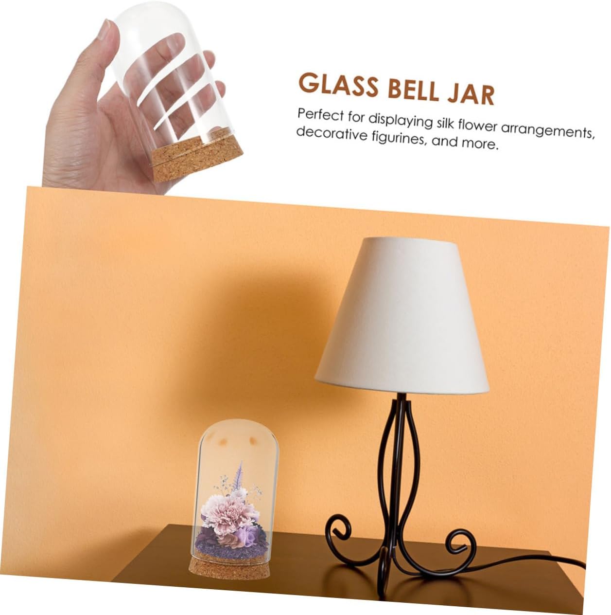 5pcs Preserved Flower Glass Cover with Cork Delicate Adornment for Home Office Decoration for Landscapes and Figurines