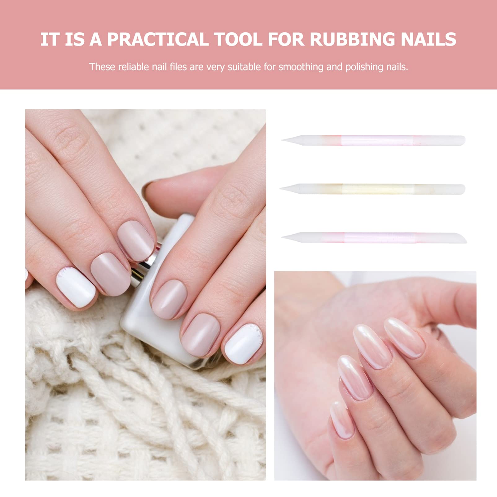 Healvian 4 Sets Glasnagel-maniküre-set Nagelkunstwerkzeuge Für Den Heimgebrauch Tragbares Nagelfeilen-set 3 Stück X 4