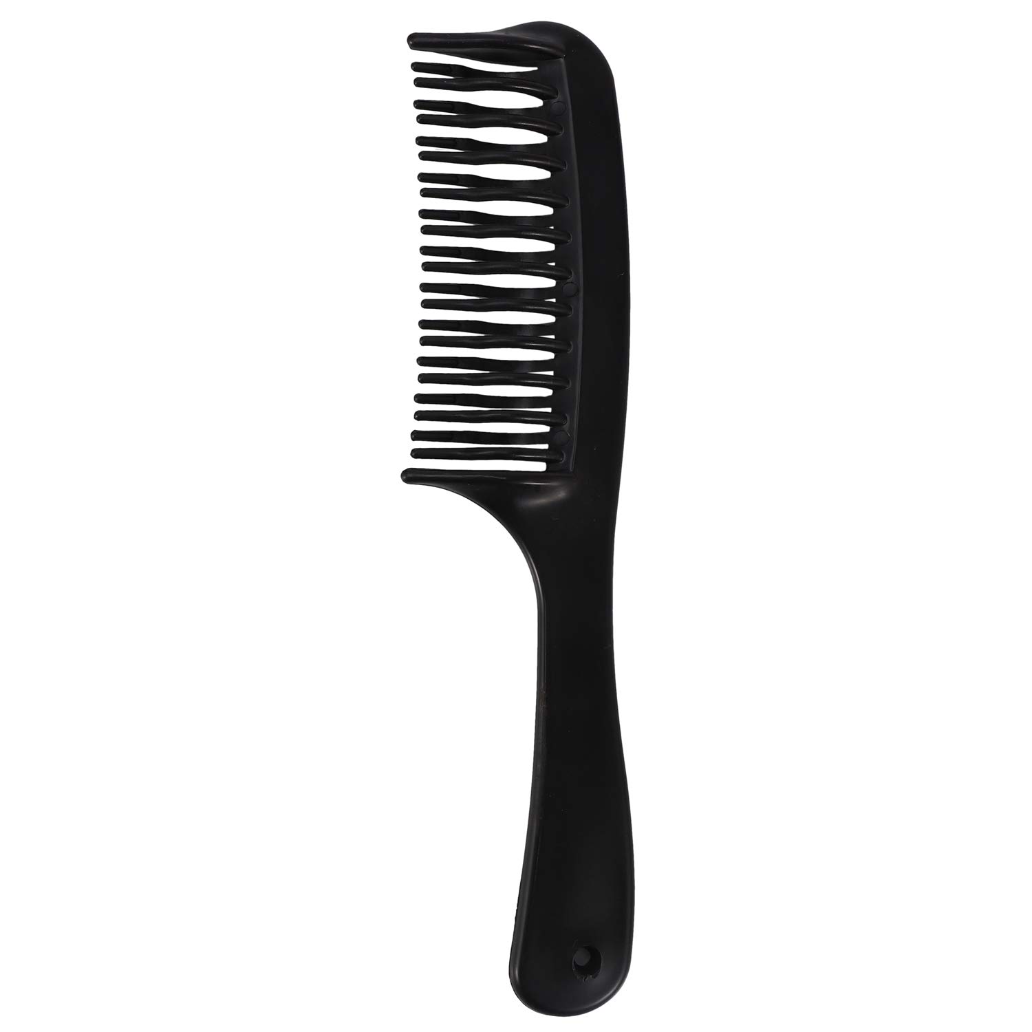 Peine de champú desenredante de doble diente negro con para cabello rizado y húmedo