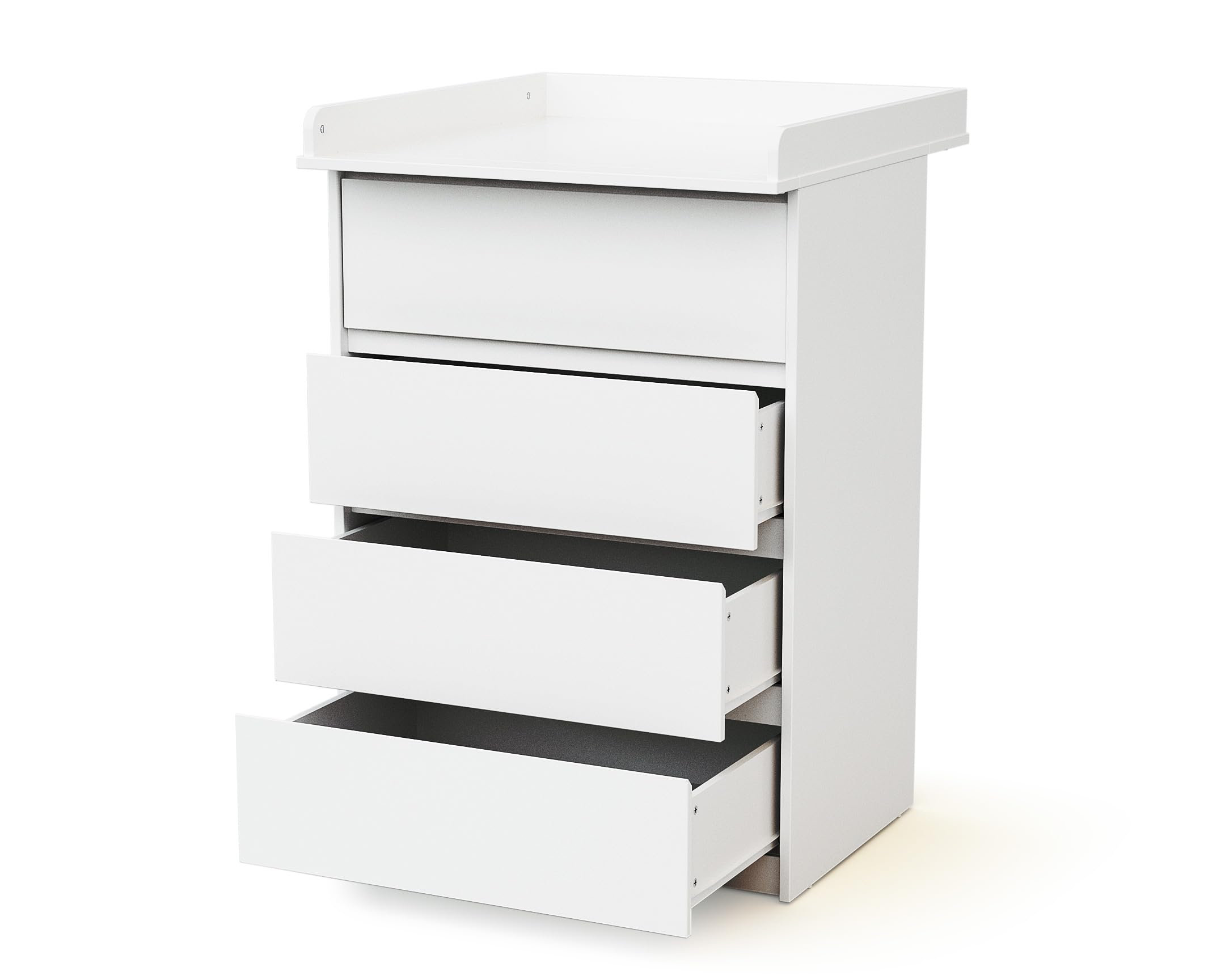 Webaby - Wickelkommode mit 4 Schubladen und Wickeltisch aus Holz, 70 cm UNO - Weiß