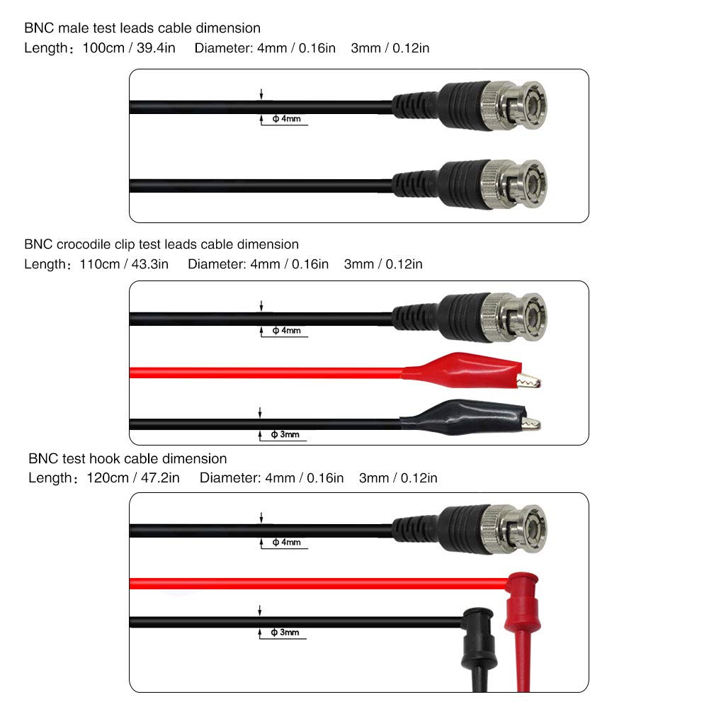 Akozon Elektronisches Messkabel-Kit P1260D Oszilloskop-Multimeter-Messleitungen mit Krokodilklemmen Auswechselbare Messspitzen-Set Multimeter-Kabelklemme Auswechselbare Sonden-Messleitungssätze