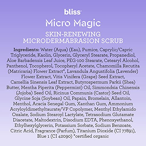 Bliss Micro Magic | Skin-Renewing Microdermabrasion Scrub | Straight-From-The-Spa | Tightens Pores & Brightens Skin | Paraben Free, Cruelty Free | 3.4 Fl Oz #TOP3